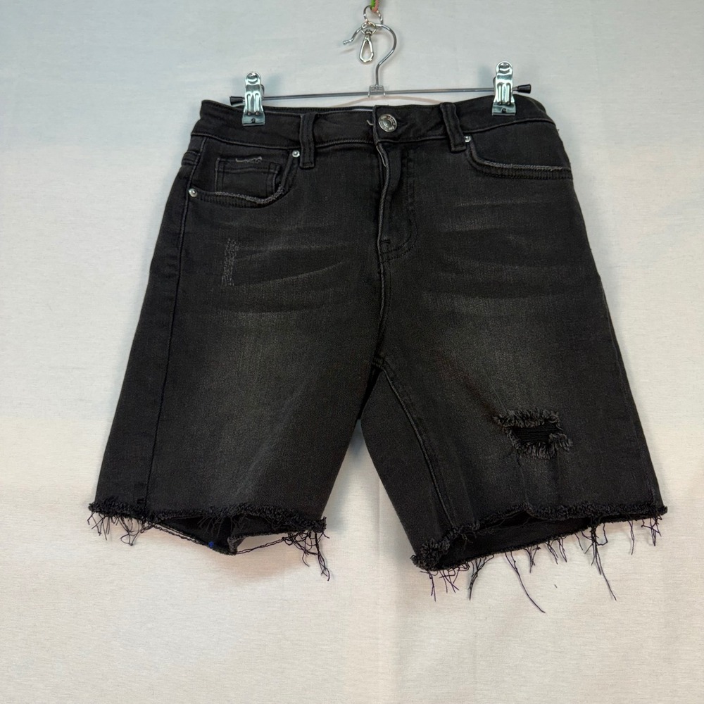YMI Jeans USA Womens Black Distressed Frayed Hem Denim Shorts Size 5/27
